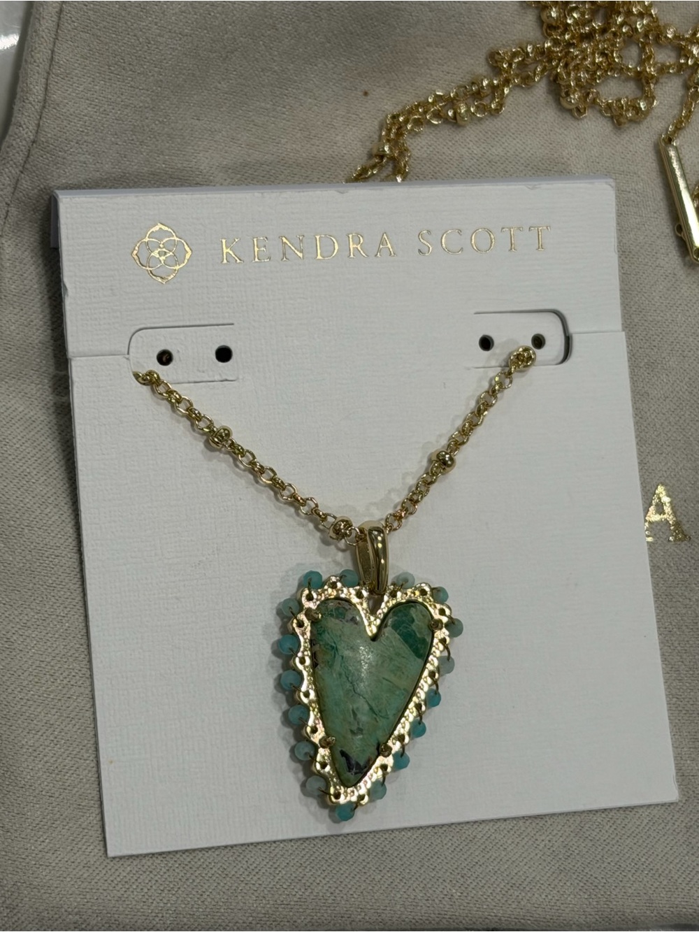 Kendra Scott Gold-Tone Necklace with Green Turquoise Heart Pendant